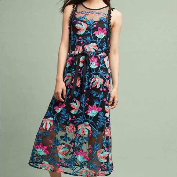 Eva Franco ‘Stevie’ Tasseled & Embroidered Sleeveless Midi Dress 🥳 - Picture 2 of 8